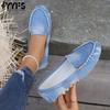 Женская обувь Весна Осень Женские повседневные балетки Слипоны Круглый носок Джинсовые балетки Большой размер Джинсы