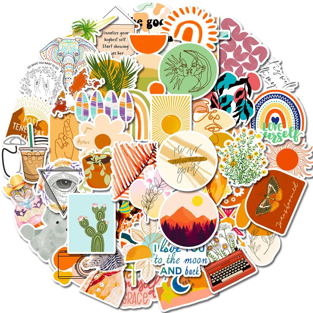 50 BOHO Style Stickers New Style Artist Bohemia Creative Notes Suitcase