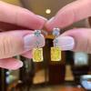 Huitan Yellow Cubic Zircon Dangle Earrings for Women Temperament Elegant Ear Accessories Daily Wear Party Aesthetic Lady Jewelry