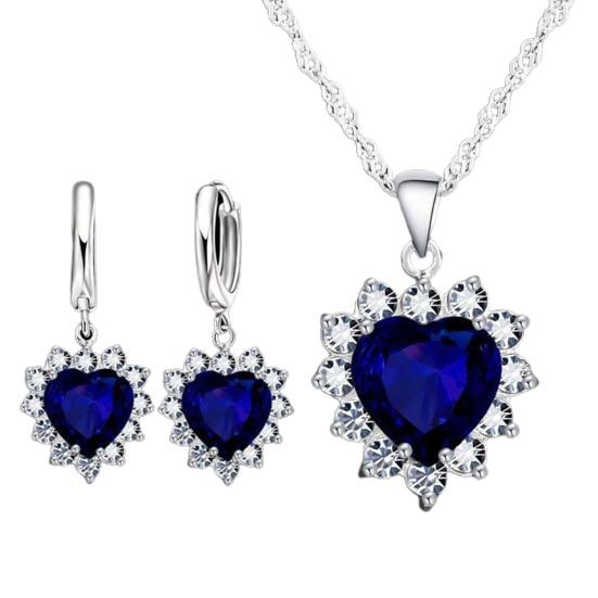 1 Set Exquisite Heart Shape Women Necklace Stylish Modern Style Alloy Dangle Earring for Girls