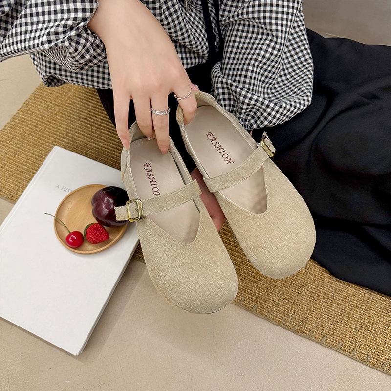 Flat-bottomed Retro Soft-soled Mary Jane Single Shoes for Women's Spring and Autumn New Comfortable and Versatile Doudou Grandma