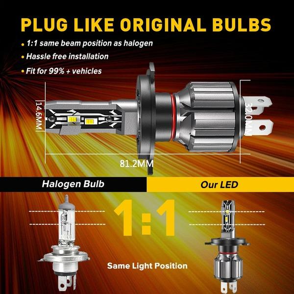 2 шт. 100 Вт 30000LM H4 H7 Canbus LED H8 H9 H11 9005 HB3 Hir2 9012 HB2 9003 Автомобильные светодиодные фары Turbo Противотуманные фары 6000K 12 В диод