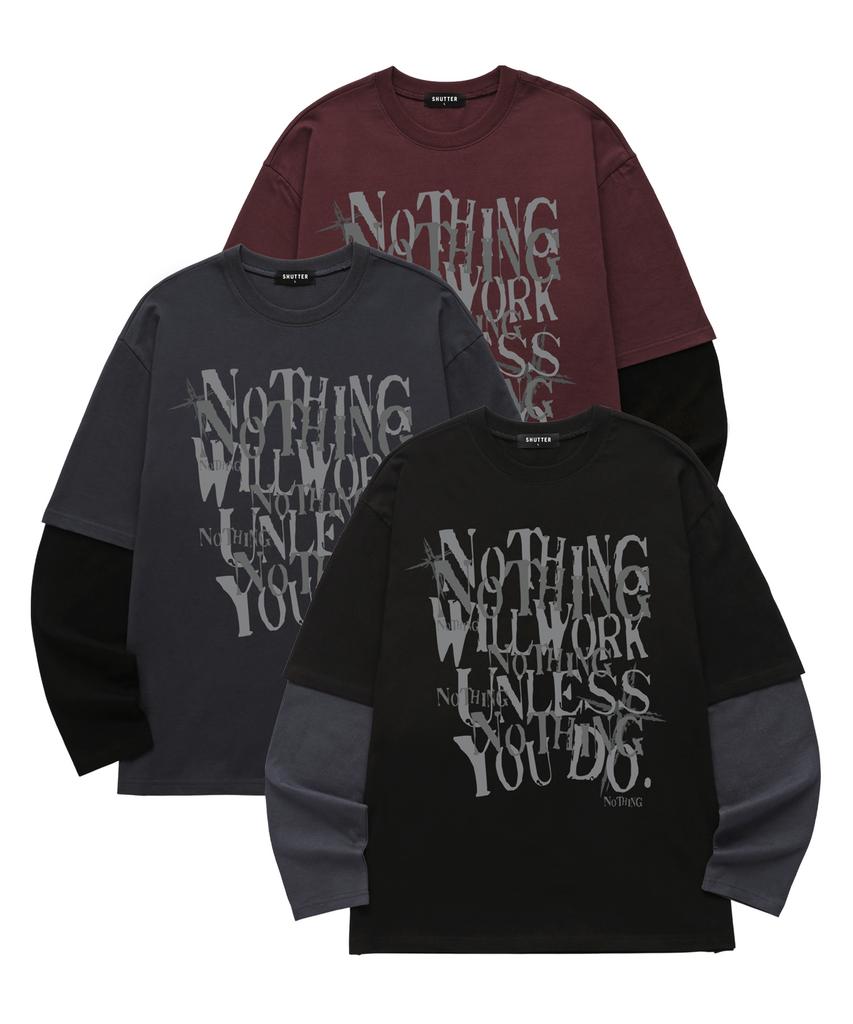 SHIRTER Многослойная Notting с длинным рукавом (Sls039) Древесный уголь