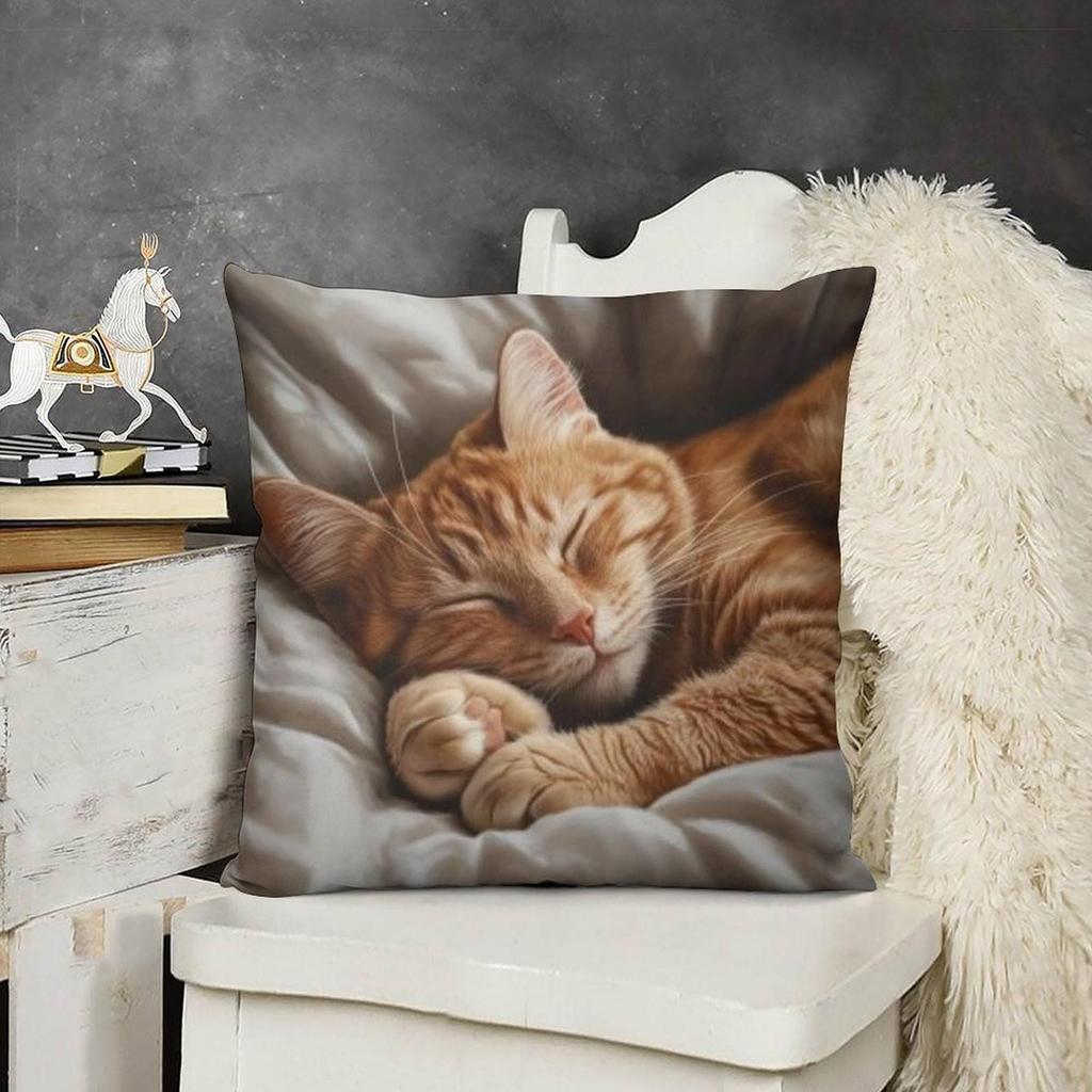 Vibrant Bohemian Style Short Plush Pillow Cover 45x45cm Charming Kitten Living Room Bedroom Decor (Pillow Insert Not Included)