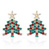 New Trendy Rhinestone Christmas Tree Earrings for Women Exquisite Zircon Xmas Tree Drop Earring Girls New Year Festival Jewelry