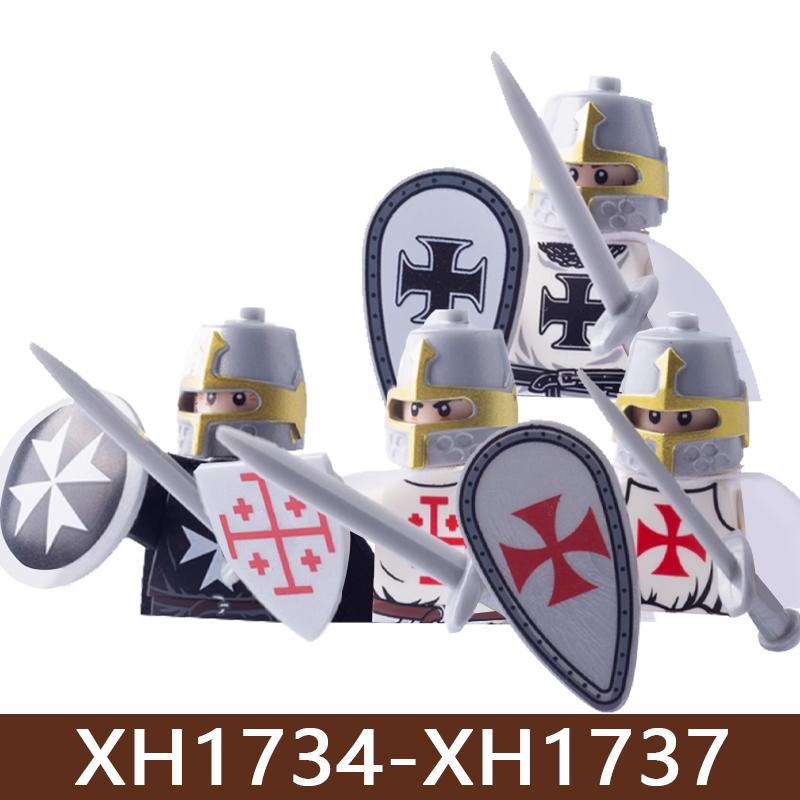 Medieval Castle Soldier Figures Building Blocks Military Roman Teutonic Hospital Knight Templar Warrior Infantry Bricks Toy Gift