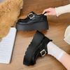 Fashion Versatile Round Head Retro Muffin Single Shoes British Style Thick Sole Heightening Small Leather Shoes Autumn New Models