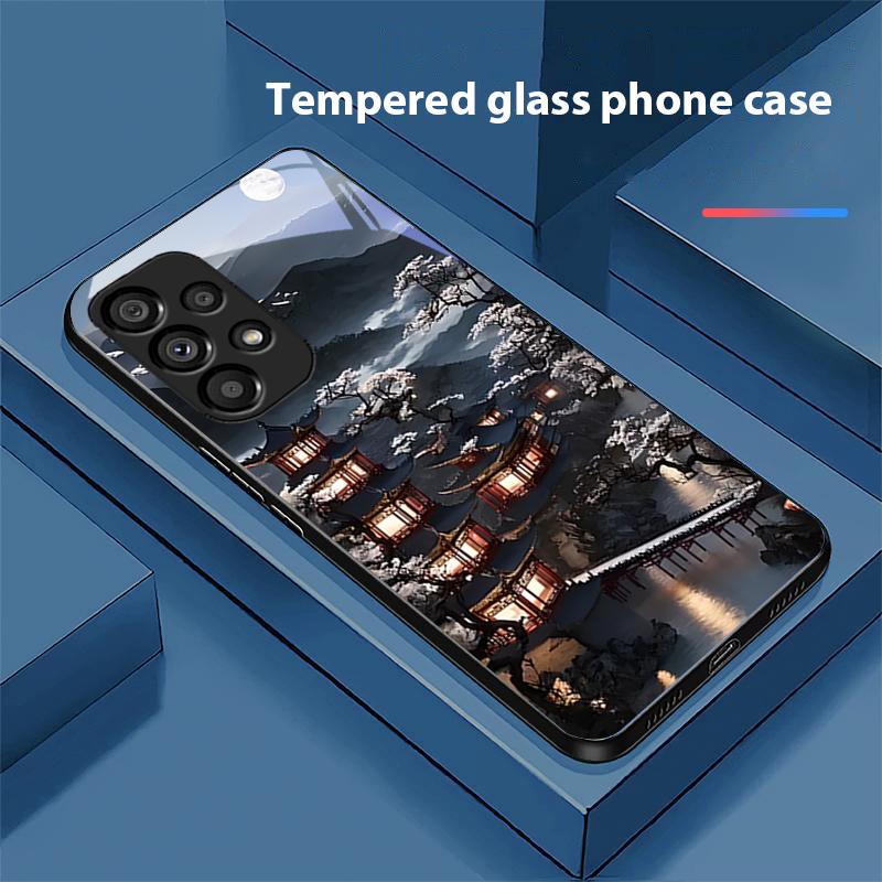 Здание в старом стиле для Samsung Galaxy S 8 9 10 20 Plus 21 FE 22 23 24 Ultra S7 Edge Черный Чехол для телефона из закаленного стекла Жесткий чехол