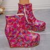 New Women Platform Wedge Heel Boots,Knee-High Non Over Knee High Heel Ankle Short Boots,Plus Size Fashion Ladies Footwear