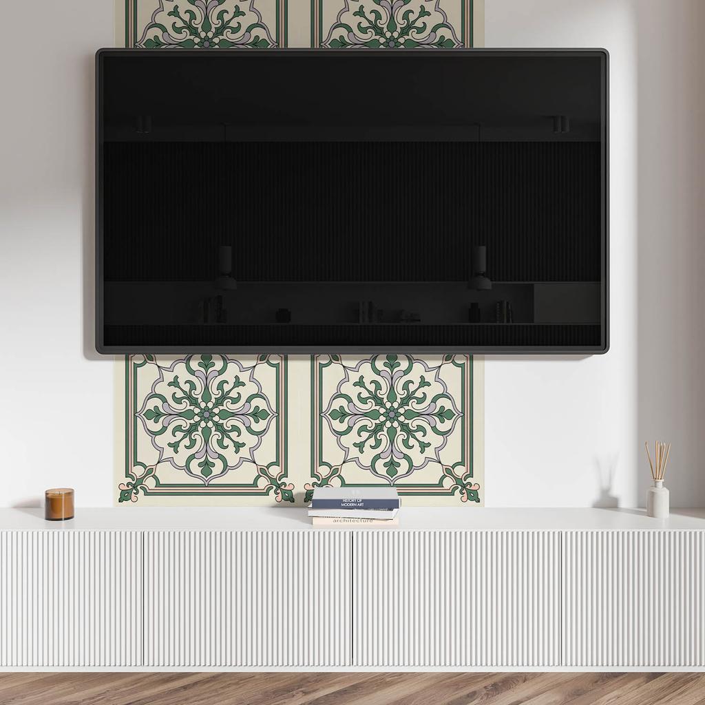 Dekoracyjny Panel Ścienny Samoprzylepny Winyl 100X50 Cm Wzór Kwiatowy Z Ornamentami