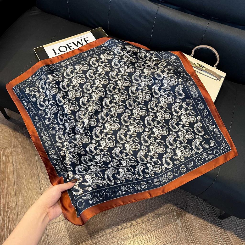 Luxury Paisley Square Scarf Women Print Satin Neckerchief Spring Hair Band Foulard Bandana Echarpe Tie Shawl Wraps