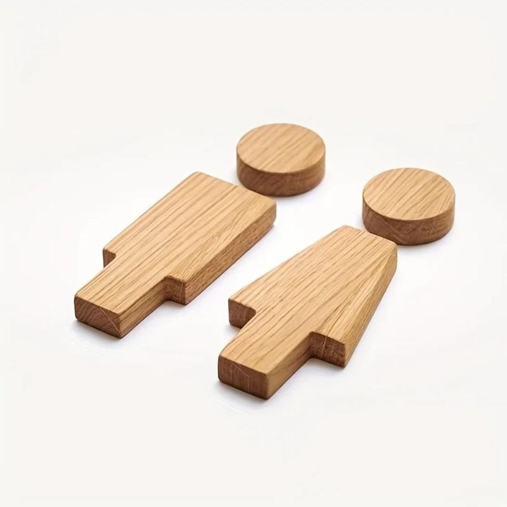 1 Pair Solid Wood Bathroom Sign Men's and Women's WC Door Sign Restroom Sign  Toilet Door Decoration
