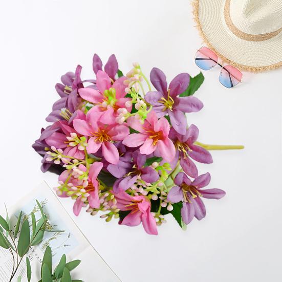 Искусственный цветок 18 веток Реалистичная яркая цветочная композиция Настольная сцена Ветка искусственного цветка Домашний декор