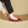 2025 осень новые кожаные туфли для мам женские на плоской подошве корейская версия повседневные туфли женские однопедальные однотонные с легким вырезом туфли Doudou