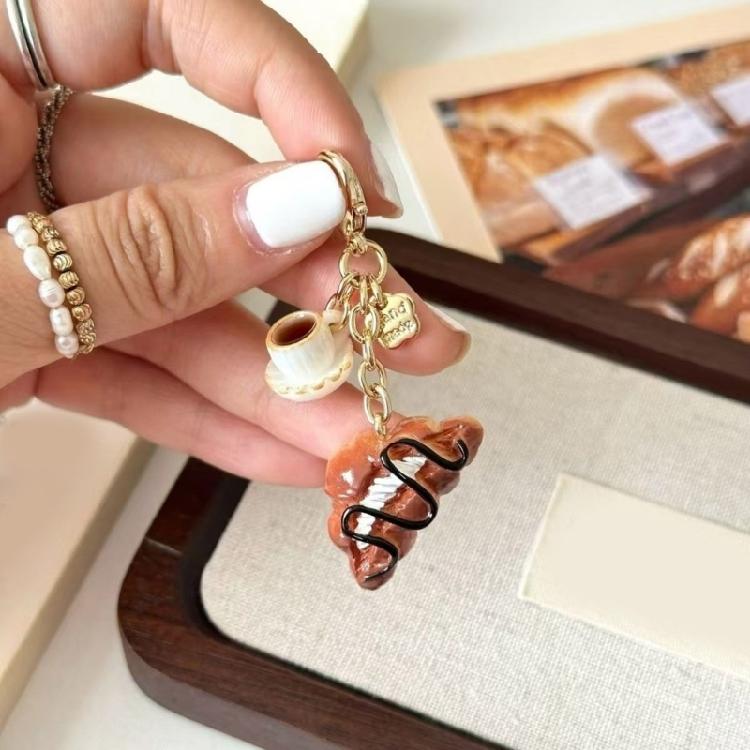 Элегантный Кошелек-Монетница Кофе и Хлеб Шарм Модная Брелок-Аксессуар Стильный Подвеска на Сумку Удобный для Путешествий Брелок