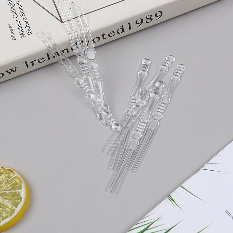 80 шт. Мини прозрачные одноразовые вилки для вечеринок, палочки для барбекю, набор для шампуров, домашняя еда, торт, фрукты, пластиковая вилка
