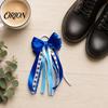 Boot Charm with Loop 2Pcs Ribbon Bow for Cowgirl Boots, Women Satin Western Decorations Hanging Ring, Universal Decoration Accessories