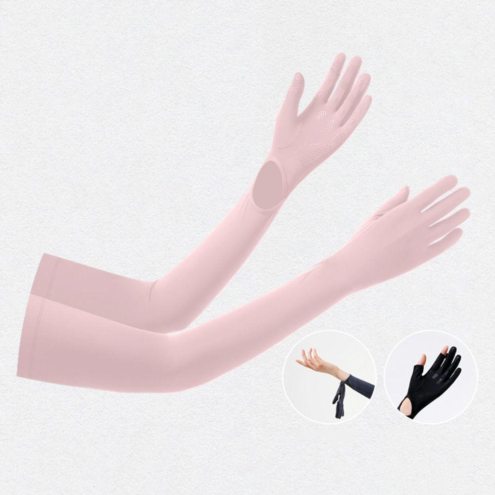 Non-slip Ice Silk Arm Sleeve Sun Protection Sunscreen Sleeve Gloves Thin Long Sleeve  Riding