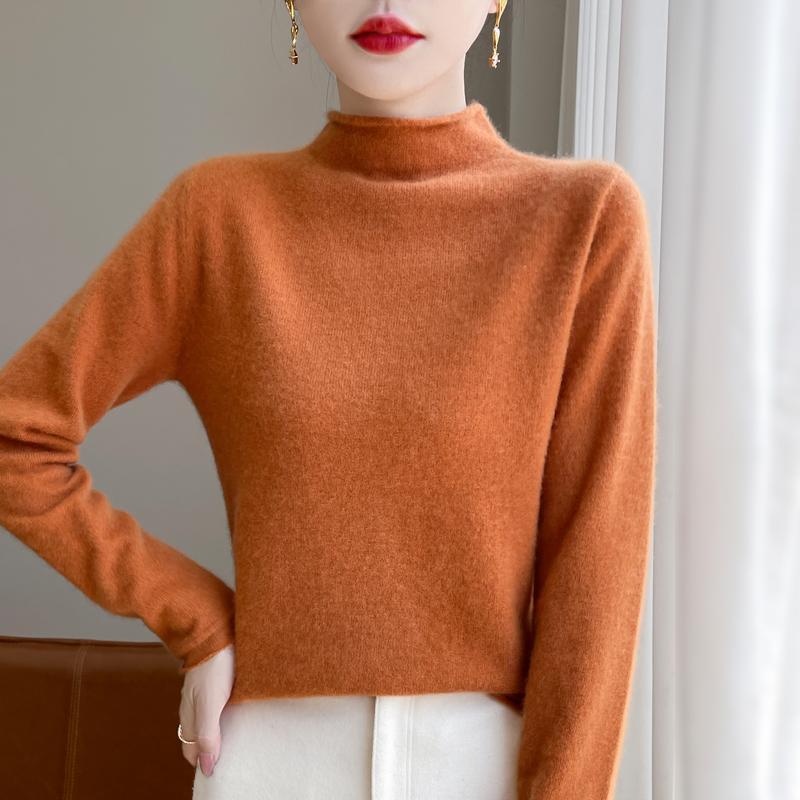 Женский кашемировый свитер Qinghe Cashmere 30% Кашемир 70% Шерсть Осенне-зимний кашемировый пуловер Мягкий и теплый