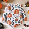 Newborn Baby Cute Pumpkin All-over Print Long Sleeve Romper Bodysuit