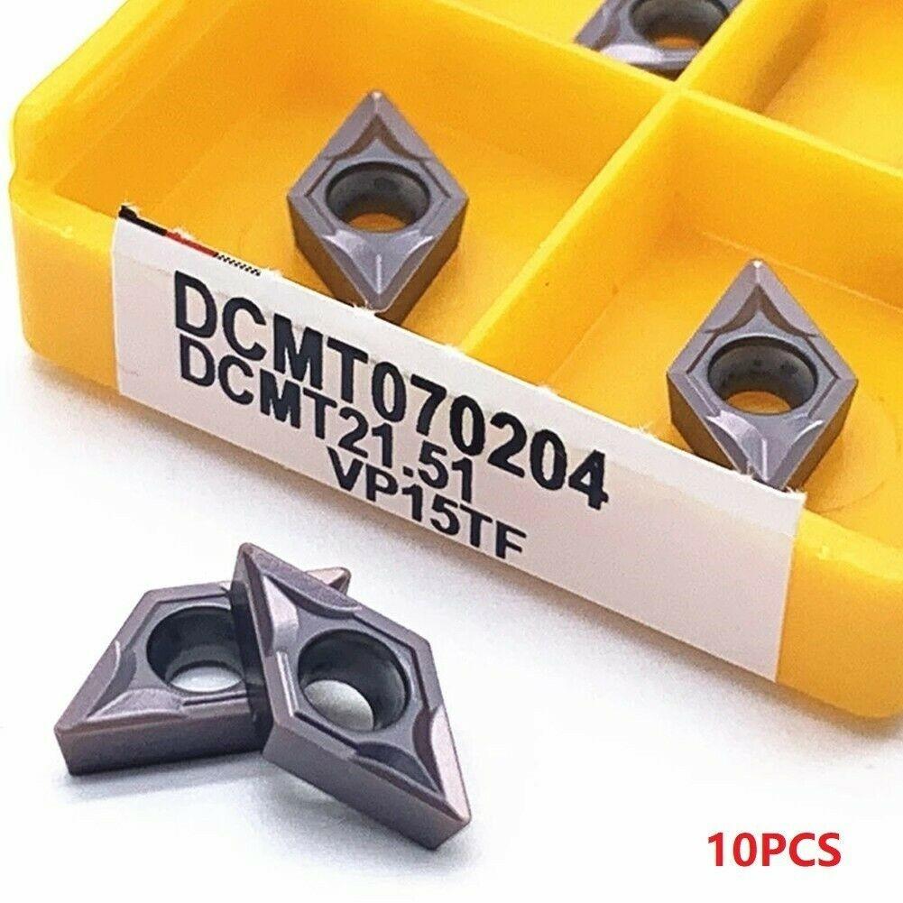 10PC DCMT21.51 DCMT070204 VP15TF Carbide Inserts For Lathe Turning Tool Holder