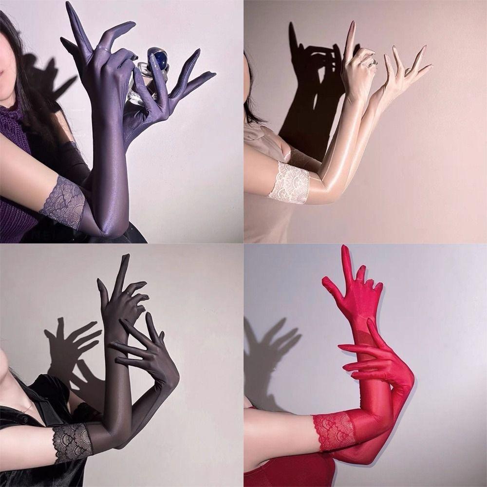 Thin Transparent Gloves 51CM Length Cosplay Gloves Sexy Stage Performance Gloves Stage Shows