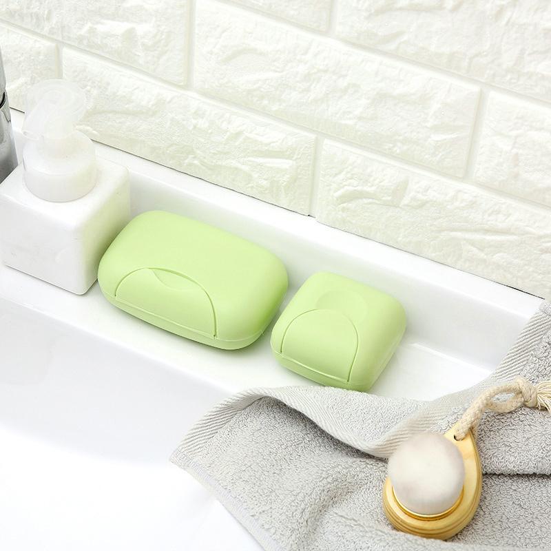 Портативная дорожная мыльница-контейнер для ванной комнаты, мыльницы для дома из пластика с крышкой, маленькие/большие размеры, держатель для мыла цвета конфет