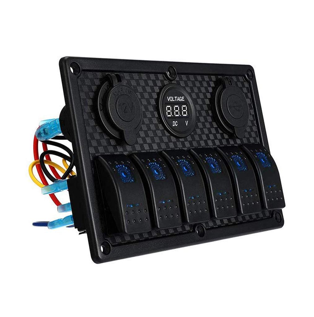 Zmayastar 6-позиционная водонепроницаемая панель переключателей для лодки с USB-зарядкой и светодиодным вольтметром, DC12-24V, Морские принадлежности, SP-CYKG-023