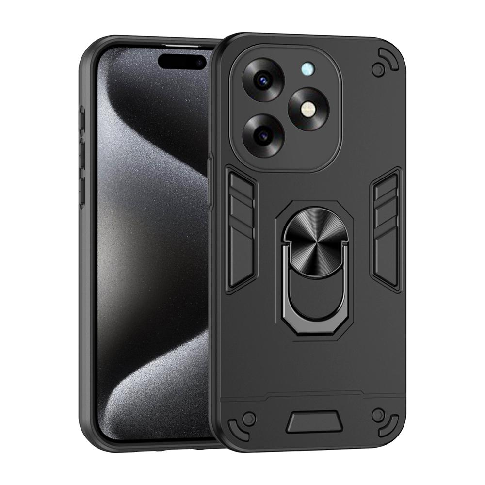 KEYSION Противоударный защитный чехол для Itel S23+ Мягкий силикон + защитное кольцо для камеры ПК Подставка для телефона Задняя крышка для Itel S23 Plus
