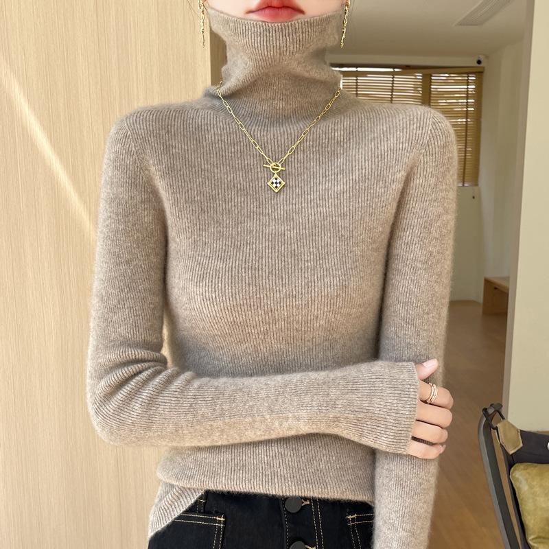 Women's Seamless Slimming Turtleneck Knitwear - Autumn & Winter Velvet Base Layer Sweater.
