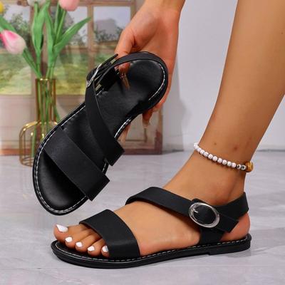 Модные новые женские сандалии на плоской подошве, кожаные, с перекрестными ремешками, в римском стиле, высокого качества, летняя женская обувь, ремешок с пряжкой