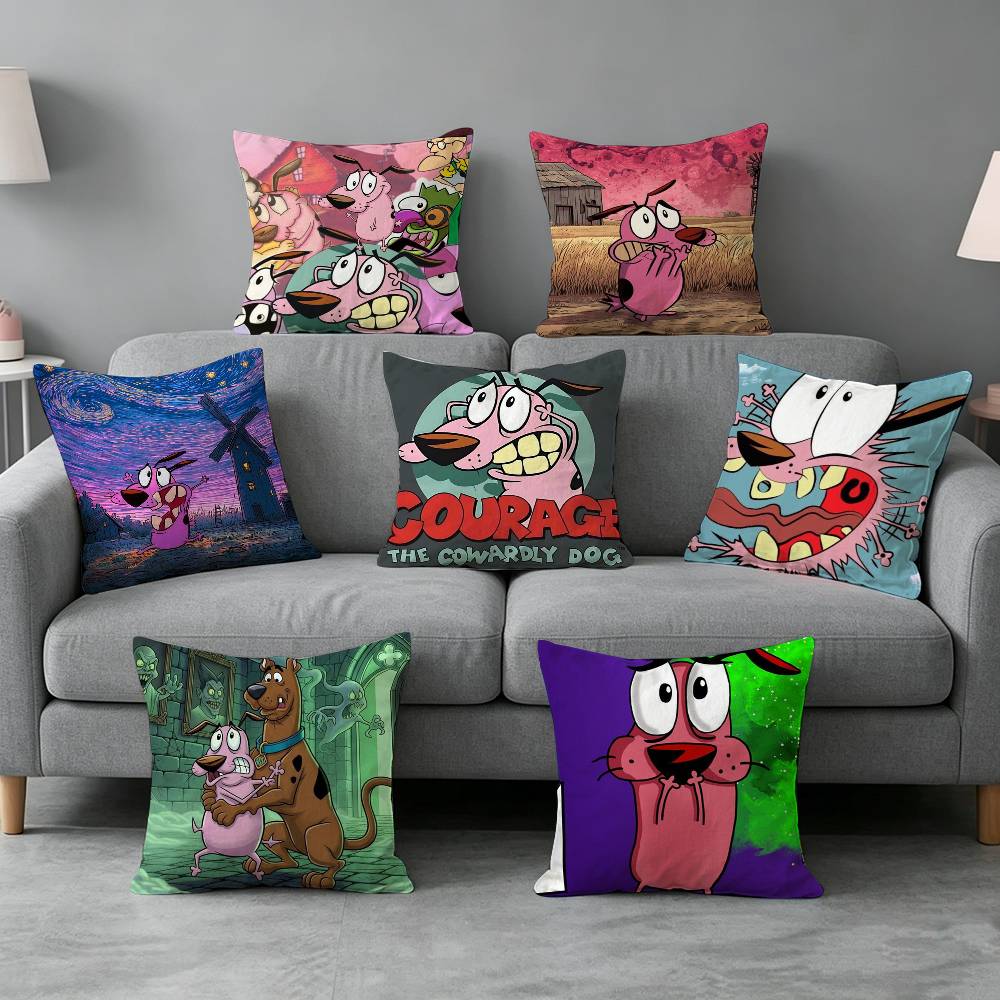 courtt thee Cowardly Dog Pillow cover Soft Microfiber Pillowcase Home Sofa Decor Surprise Decorative printed