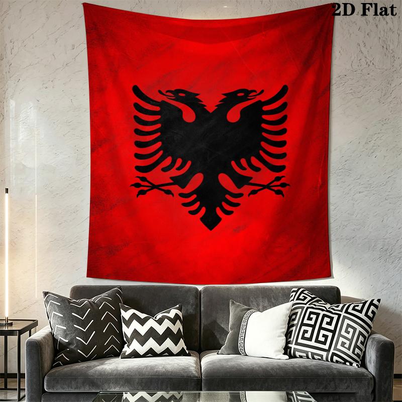 Republic of Albania Wall Tapestry Aesthetic Wall Hanging Printed Fabric Blanket Decorative Tapestries for Bedroom Living Room Home Decor