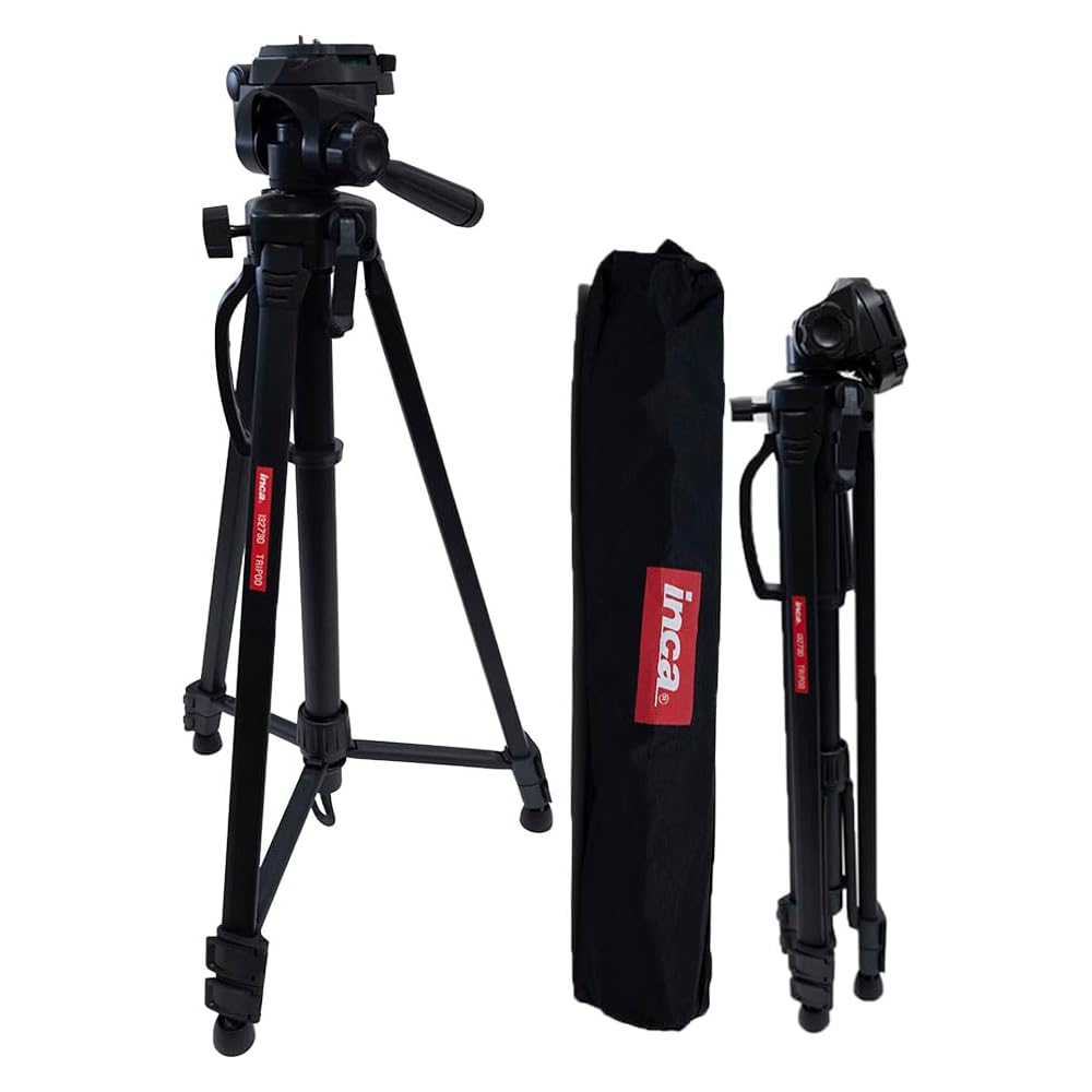 INCA i3273D Tripod with 3-Way Head, 167cm Maximum Height, Geared Center Column, Carrying Bag Included, Aluminum INI3273D
