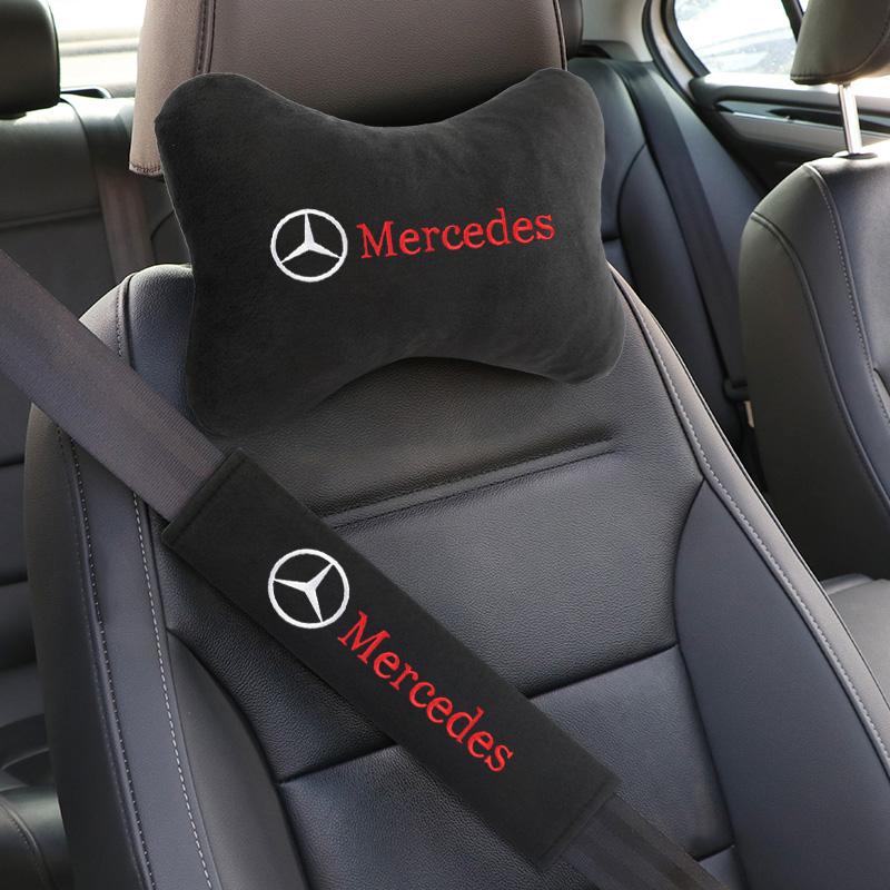 for Mercedes benz GLC W204 W205 CLA Car Seat Belt Protect Shoulder Pads Cover Headrest Neck Pillow TZHJ-BEN54 Interior Mouldings FYZAB1