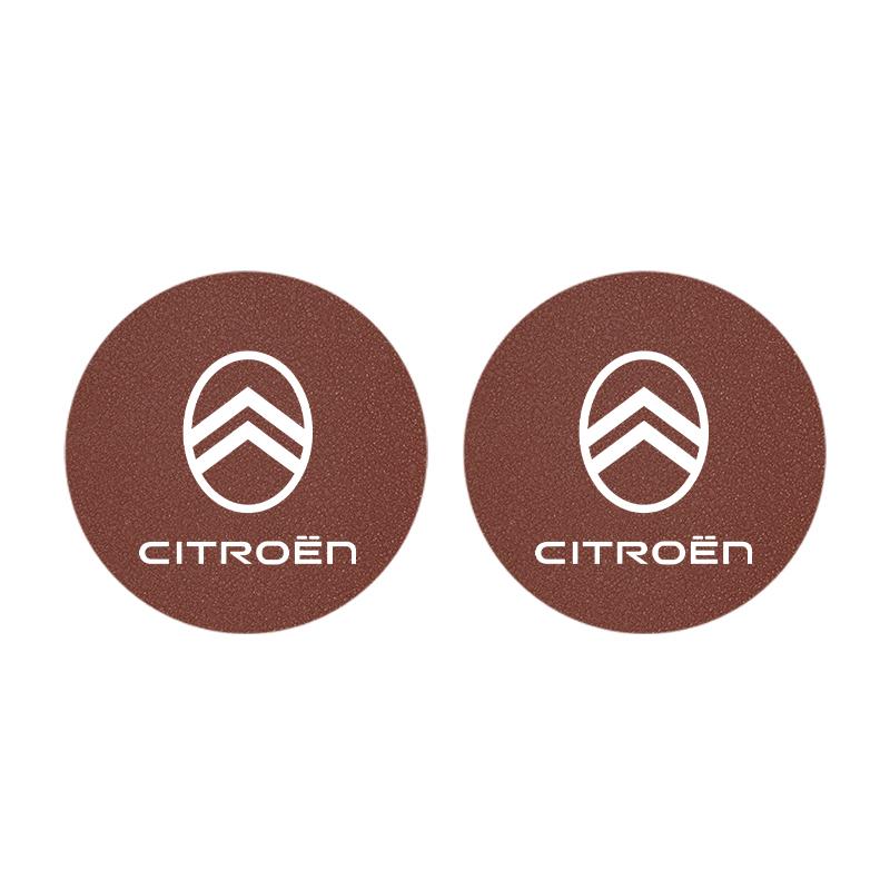 TXBB4 2PCS Citroen Emblem Badge Car Anti Slip Mat Coaster Water Cup Slot For Citroen C8 DS3 C6 C3 Vts C4 Saxo C4L C5 C2 C1 Xsara C3-XR