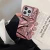 Модный Глянцевый Лазерный Складчатый Блестящий Чехол с Покрытием Для iPhone 17 16 15 14 13 12 11 Pro Max Plus Бампер с Текстурой Метеорита