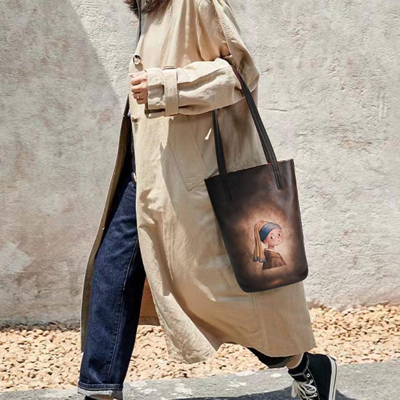 Женские сумки из натуральной кожи, винтажные дизайнерские сумки на ремне для дам, классическая сумка-ведро