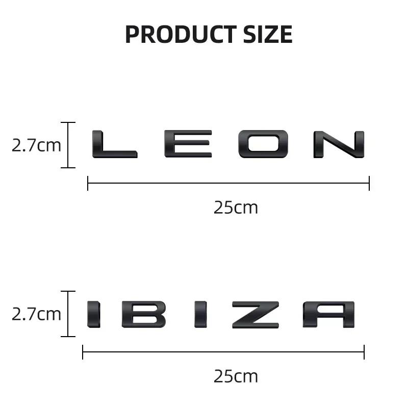vhzh5 1pcs For Ibiza 6L 6J Letter Emblem 3D Decals Sticker Rear Trunk Badge Logo Metal Accessories For Seat Ibiza Leon Cupra Altea