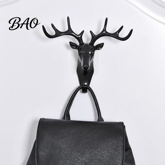 Space Saving Wall Racks Deer Head Hook, Adhesive Antler Decorative Hanger, Modern Minimalist Hooks Plastic Mount Organizer for Home Kitchen