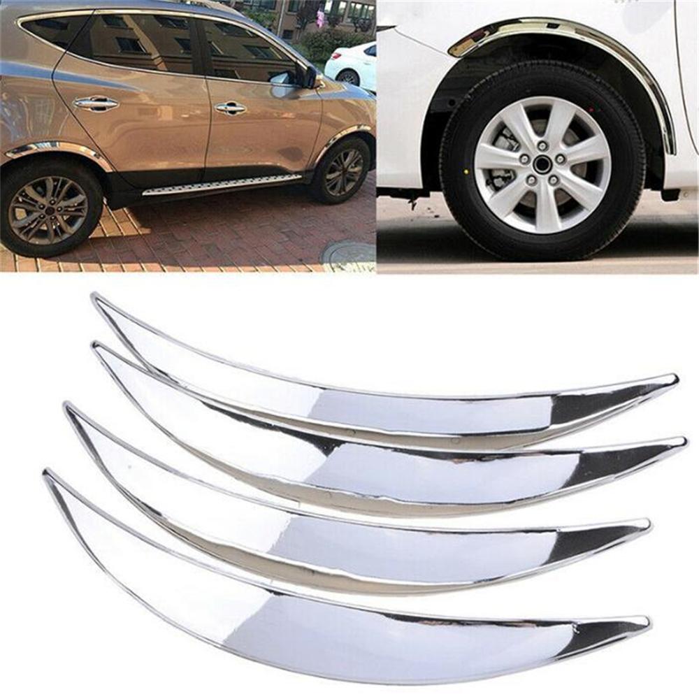 4pcs Chrome Car Wheel Eyebrow Arch Protector Trim Lips Fender Flares Universal