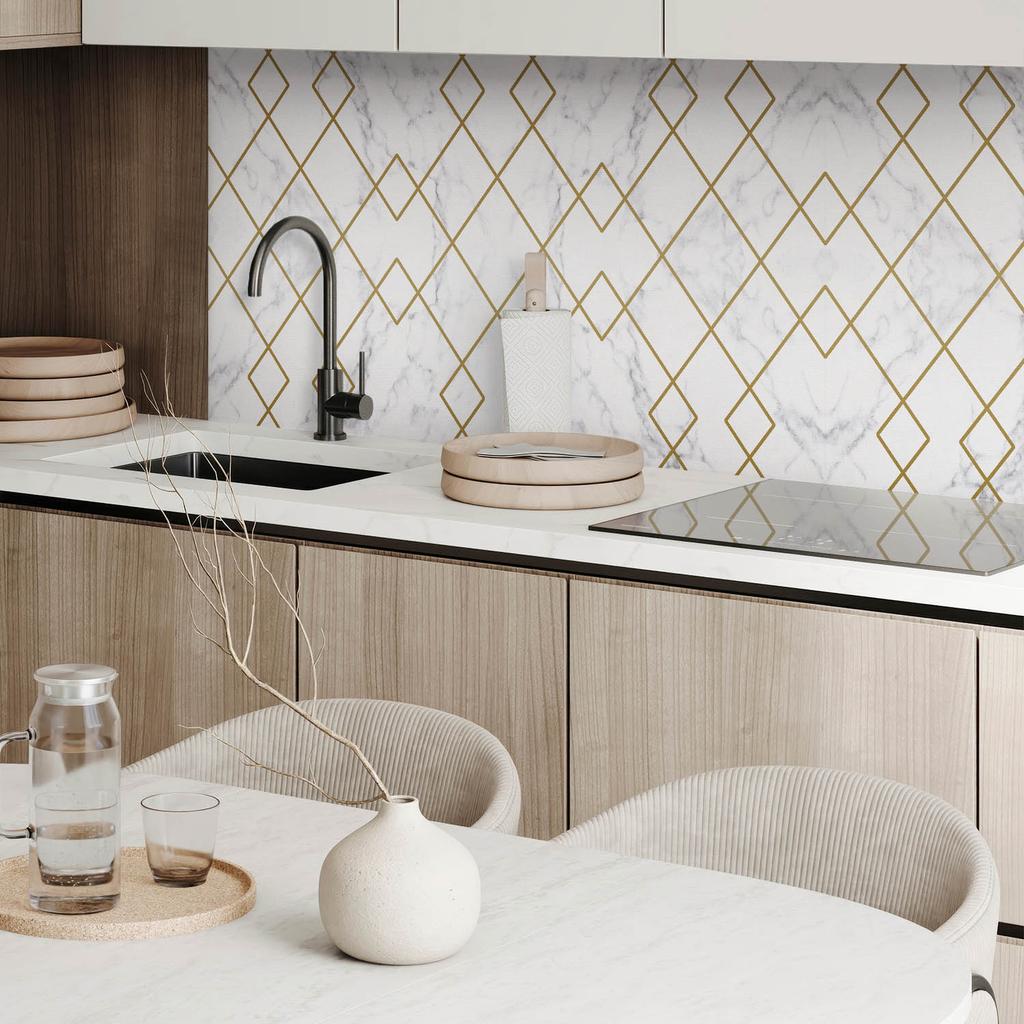 Dekoracyjny Panel Winylowy Samoprzylepny - Do Przedpokoju 120X60 Cm Geometryczne Wzory Na Tle