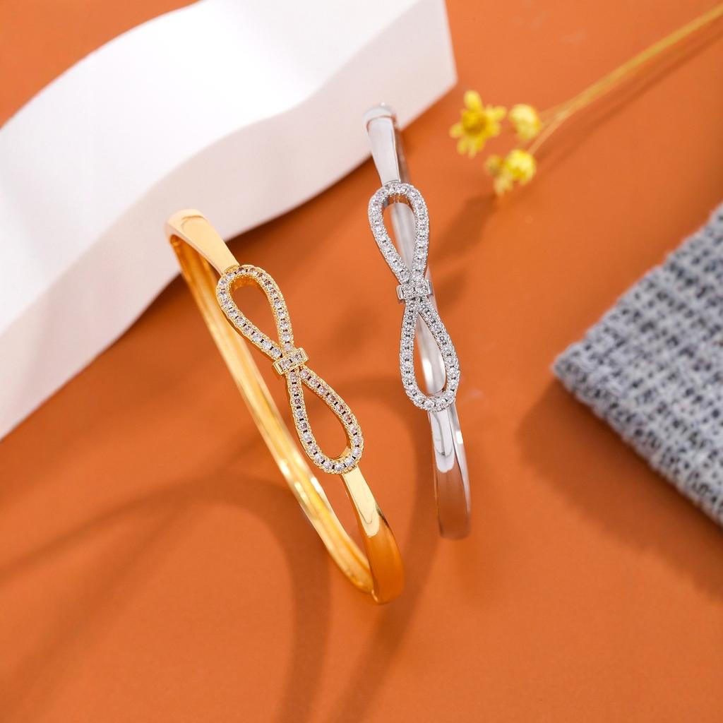 Сладкий золотой браслет-бантик для повседневной носки, браслет-бантик для аксессуаров в стиле легкой роскоши