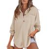 Women's Winter Waffle Knit Button Up Blouse Jacket