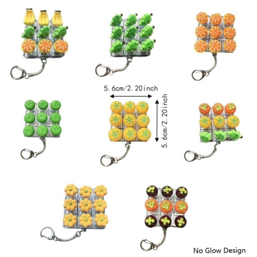 Cute Design Fruit Decompression Button Toy Transparent Dual-Tone Keyboard Keychain Hanging Charm