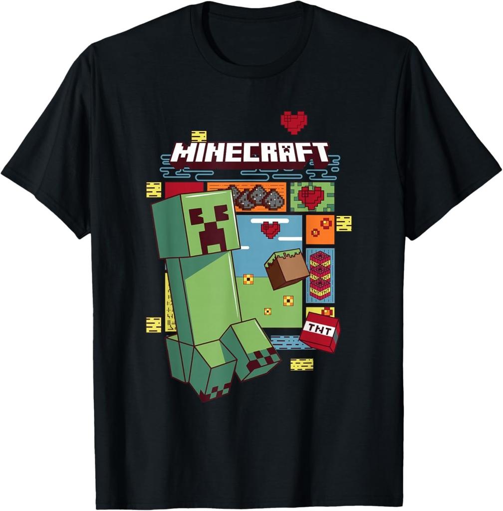 Minecraft Creeper Retro Pixel Grid TNT T-Shirt