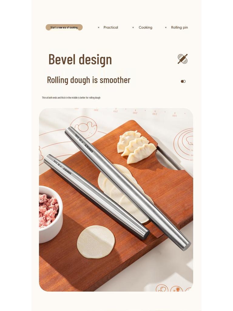 Утолщенная скалка из нержавеющей стали 316 для раскатки теста на пельмени