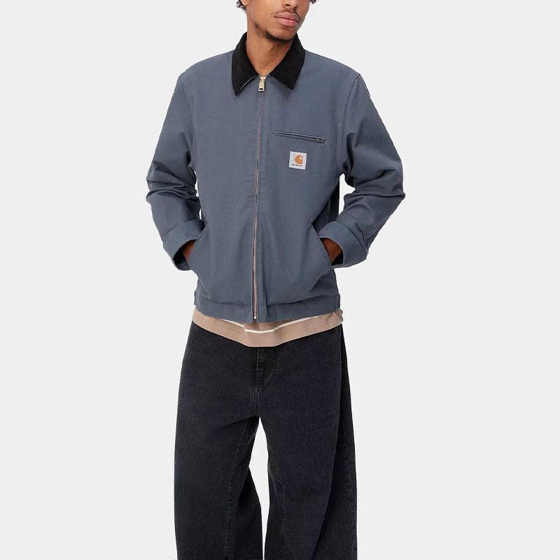 Carhartt WIP Detroit Jacket Zeus Classic Color Block Logo Zip Loose Fit Long Sleeve Detroit Work Jacket Men jackets Blue I032940-1YM-01