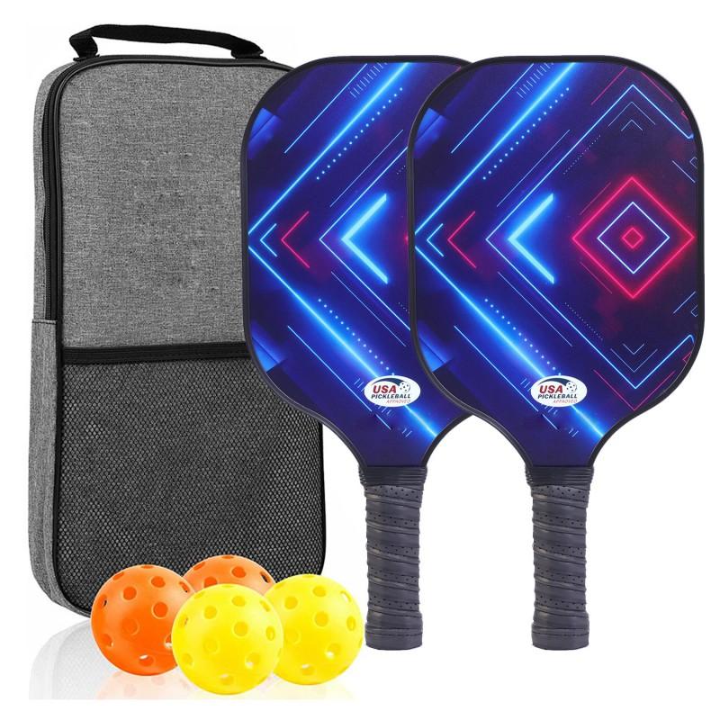 Glass Fiber Pickleball Paddle Set With Carry Bag 2 Paddles 4 Balls Outdoor Racquet Sport Equipment Beginners Recreational
