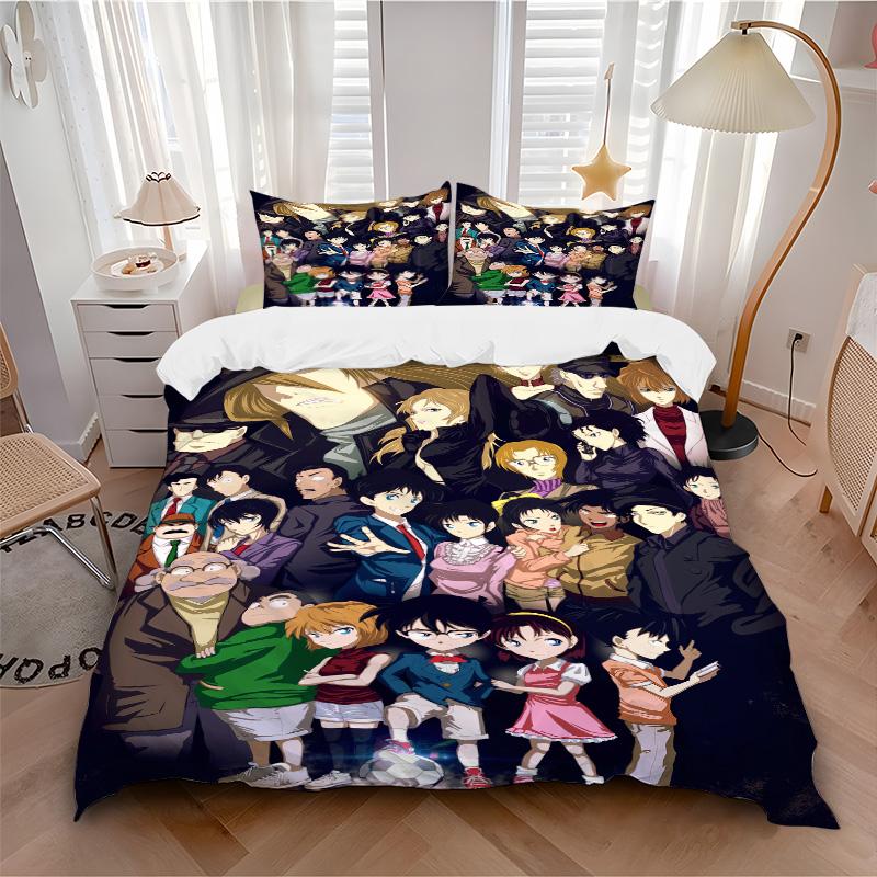 Detective Conan Characters Print 3Pcs Bedding Setduvet Cover With 2 Bedropillowcase Home Birthday Gift